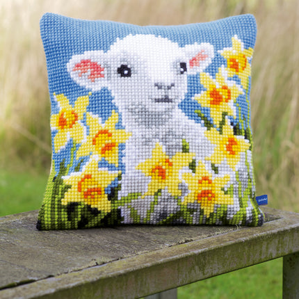 DIY Cross stitch cushion kit Lamb