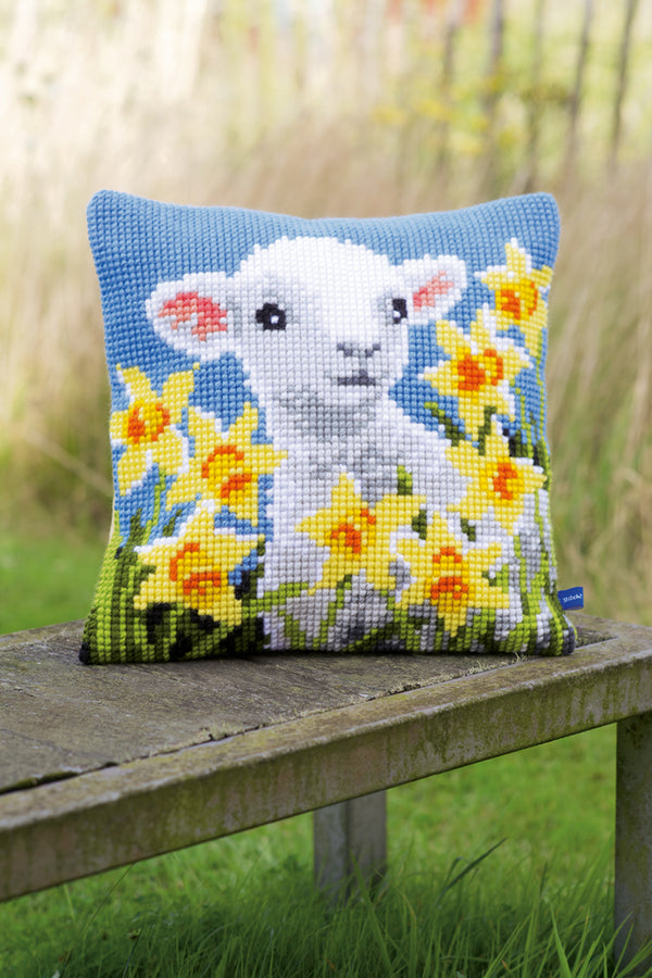 DIY Cross stitch cushion kit Lamb