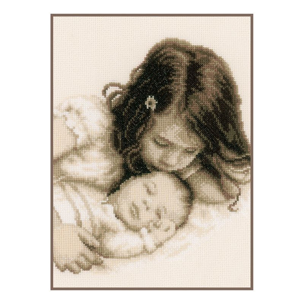 DIY Counted cross stitch kit Baby and sister 22 x 27 cm / 8.8" x 10.8"