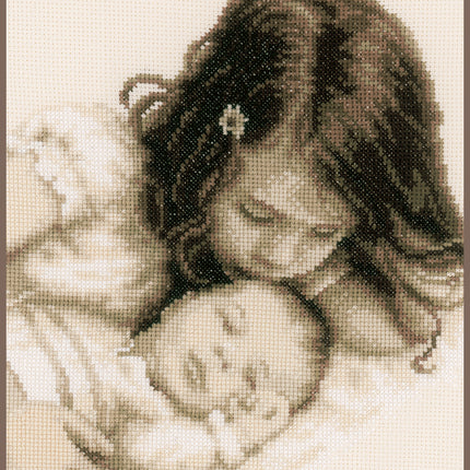 DIY Counted cross stitch kit Baby and sister 22 x 27 cm / 8.8" x 10.8"