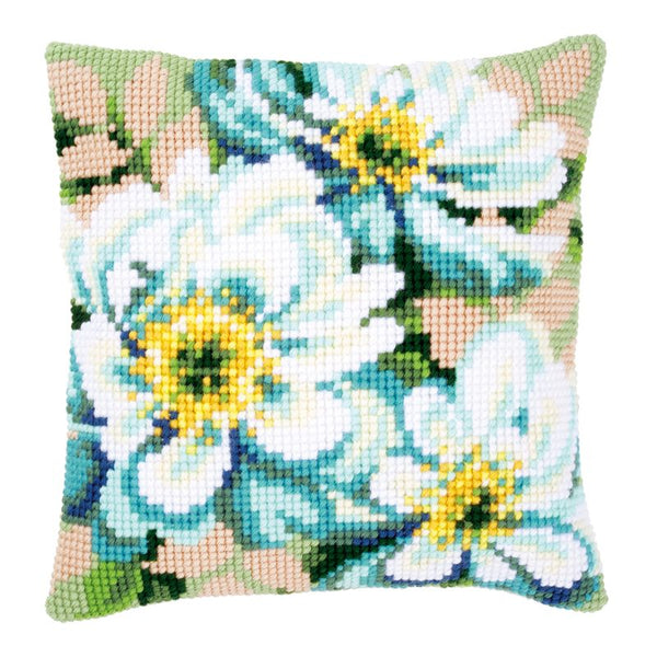 DIY Cross stitch cushion kit Japanese anemones II