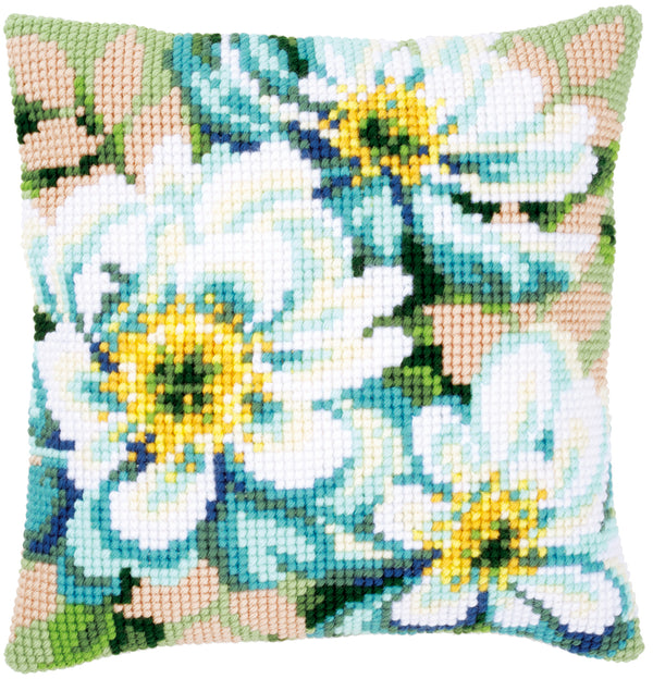 DIY Cross stitch cushion kit Japanese anemones II