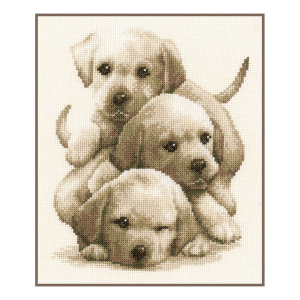 DIY Counted cross stitch kit Labrador puppies 19 x 24 cm / 7.6" x 9.6"