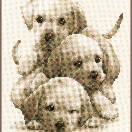 DIY Counted cross stitch kit Labrador puppies 19 x 24 cm / 7.6" x 9.6"