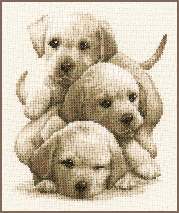 DIY Counted cross stitch kit Labrador puppies 19 x 24 cm / 7.6