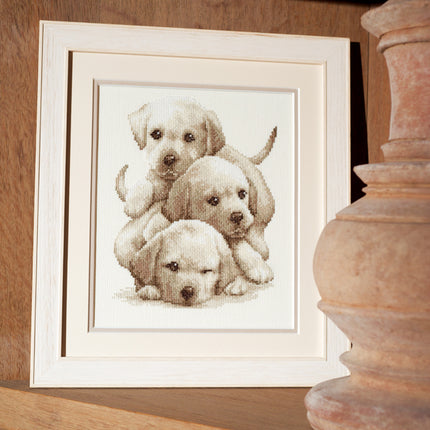 DIY Counted cross stitch kit Labrador puppies 19 x 24 cm / 7.6" x 9.6"