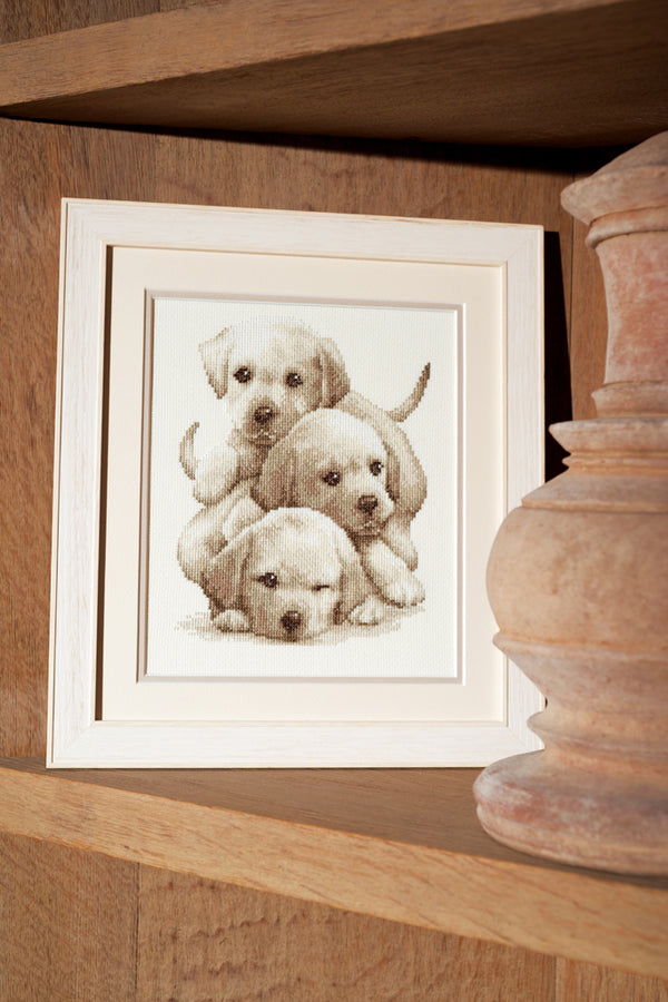 DIY Counted cross stitch kit Labrador puppies 19 x 24 cm / 7.6