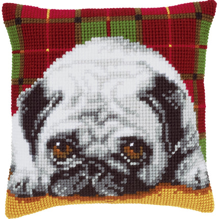 DIY Cross stitch cushion kit Pug-dog