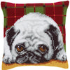 DIY Cross stitch cushion kit Pug-dog