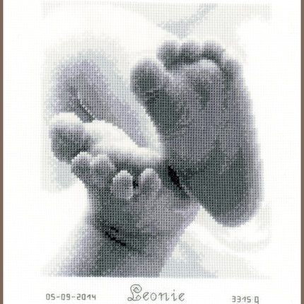 DIY Counted cross stitch kit Little baby feet 18 x 20 cm / 7.2" x 8"