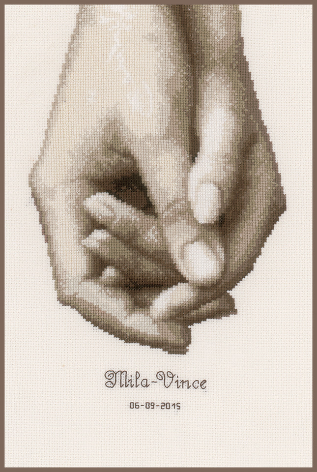 DIY Counted cross stitch kit Hand in hand 17 x 25 cm / 6.8" x 10"