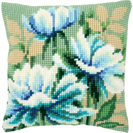 DIY Cross stitch cushion kit Japanese anemones I