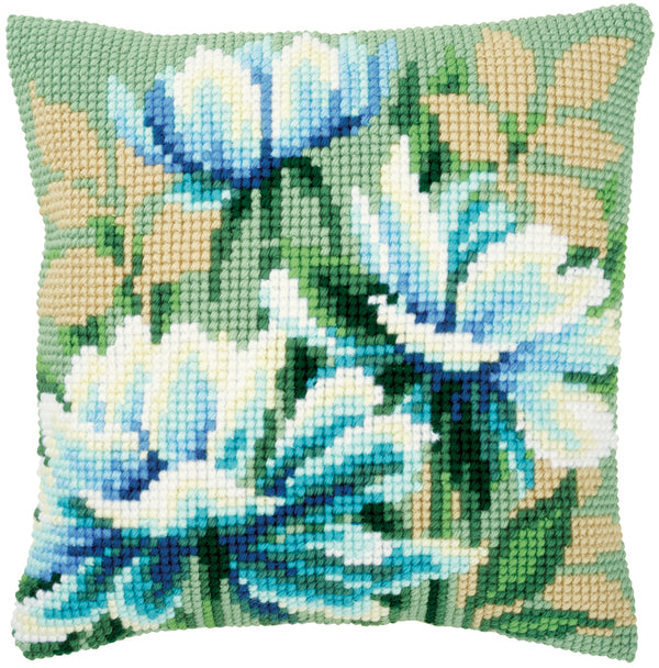 DIY Cross stitch cushion kit Japanese anemones I