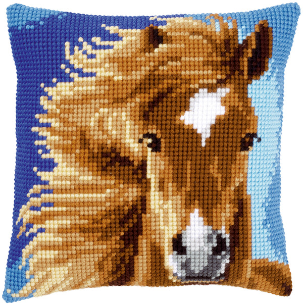 DIY Cross stitch cushion kit Brown horse