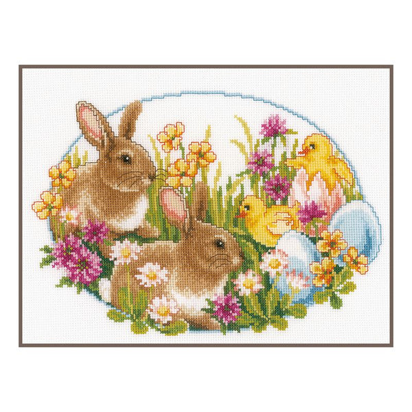 DIY Counted cross stitch kit Rabbits and chicks 29 x 22 cm / 11.6" x 8.8"