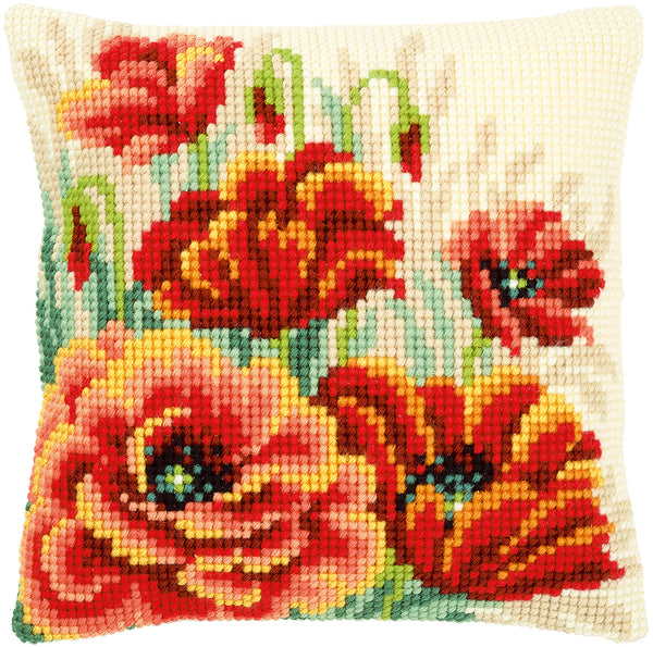 DIY Cross stitch cushion kit Poppies II