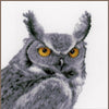 DIY Counted cross stitch kit Grey owl 17 x 17 cm / 6.8" x 6.8"