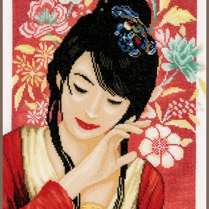 DIY Counted cross stitch kit Asian flower girl