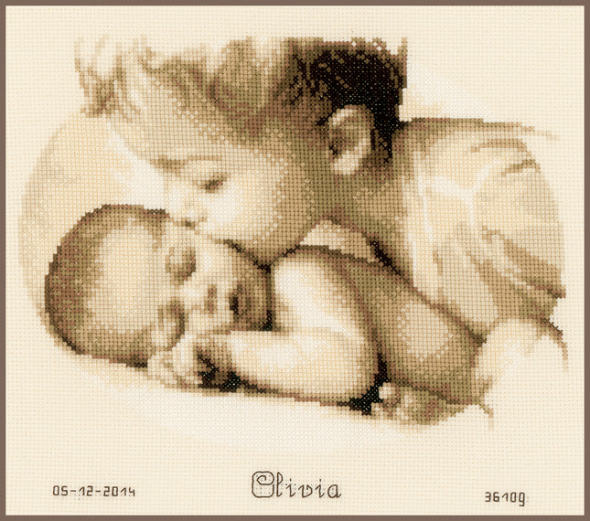 DIY Counted cross stitch kit Brotherly love 27 x 21 cm / 10.8" x 8.4"