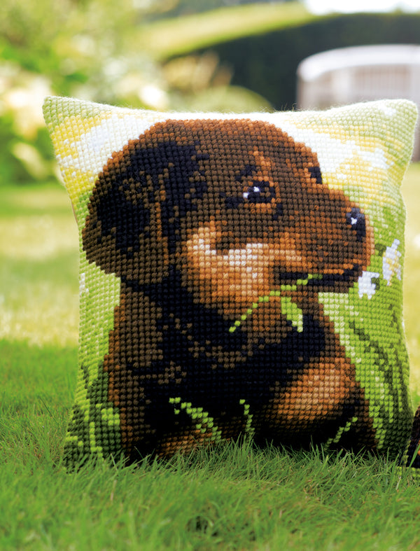DIY Cross stitch cushion kit Rottweiler puppy