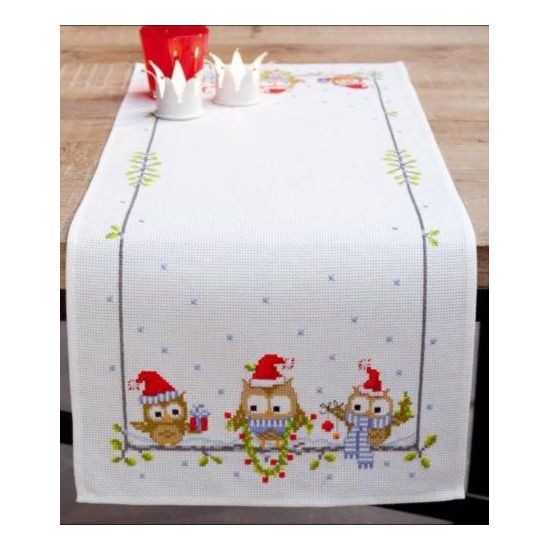 DIY Table Runner kit "Aida table runner kit Funny owls"