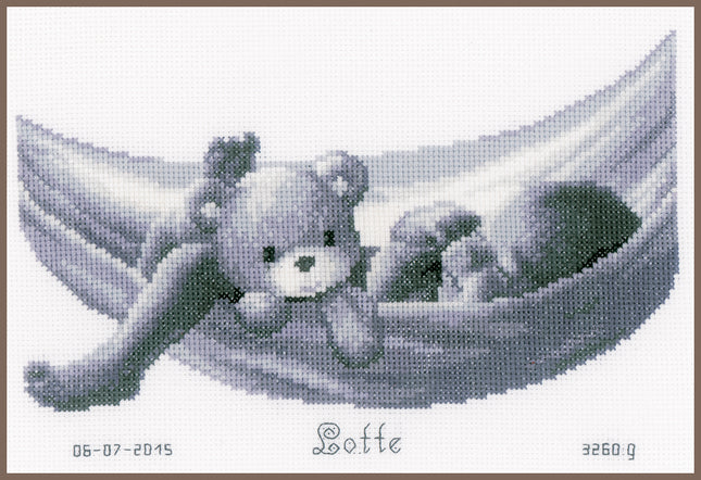 DIY Counted cross stitch kit Baby in hammock 27 x 19 cm / 10.8" x 7.6"