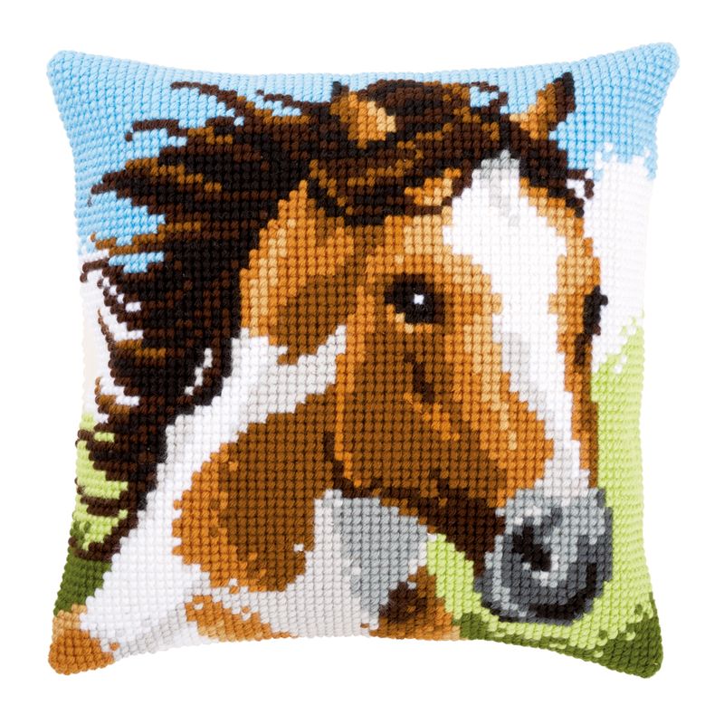 DIY Cross stitch cushion kit Fiery stallion