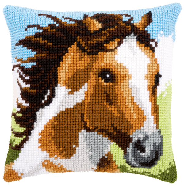 DIY Cross stitch cushion kit Fiery stallion