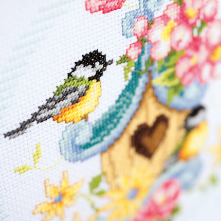 DIY Counted cross stitch kit Our bird house 24 x 24 cm / 9.6" x 9.6"