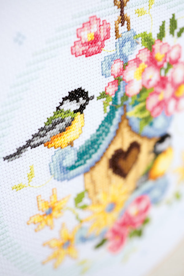 DIY Counted cross stitch kit Our bird house 24 x 24 cm / 9.6