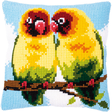 DIY Cross stitch cushion kit Lovebirds