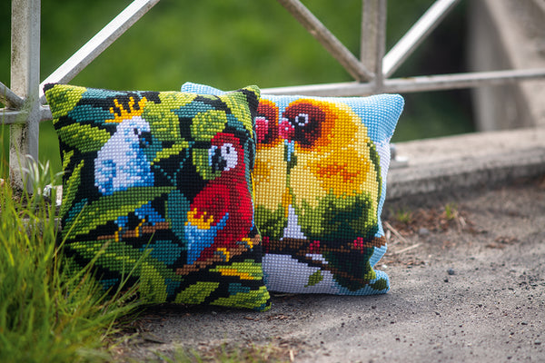 DIY Cross stitch cushion kit Lovebirds