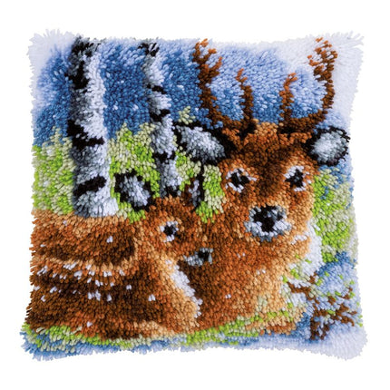 DIY Latch Hook Cushion Kit "Deer in the snow"