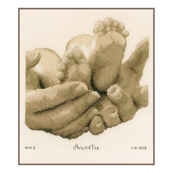 DIY Counted cross stitch kit Baby feet 22 x 23 cm / 8.8" x 9.2"