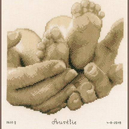 DIY Counted cross stitch kit Baby feet 22 x 23 cm / 8.8" x 9.2"