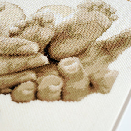 DIY Counted cross stitch kit Baby feet 22 x 23 cm / 8.8" x 9.2"
