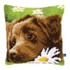 DIY Cross stitch cushion kit Chocolate labrador