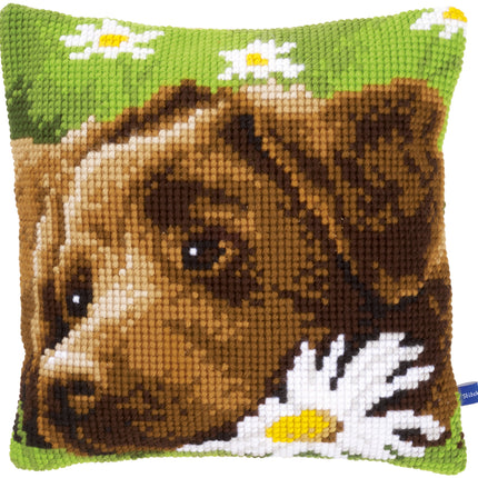 DIY Cross stitch cushion kit Chocolate labrador