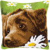 DIY Cross stitch cushion kit Chocolate labrador