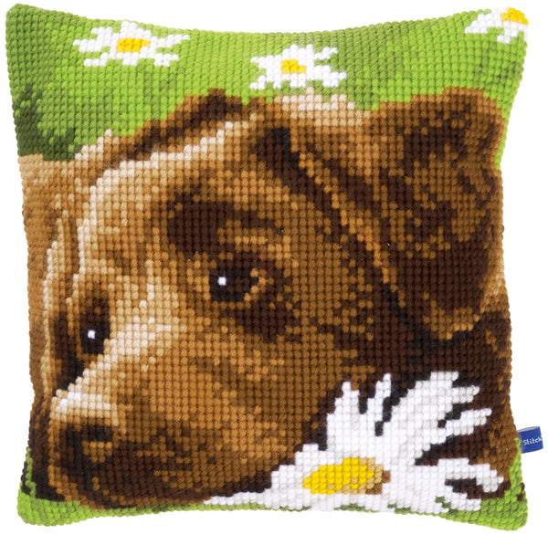 DIY Cross stitch cushion kit Chocolate labrador
