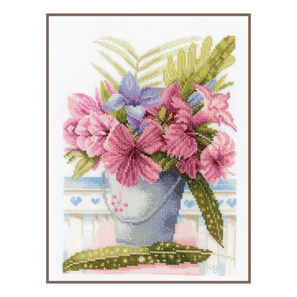 DIY Counted cross stitch kit Flowers in bucket