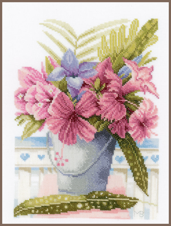 DIY Counted cross stitch kit Flowers in bucket