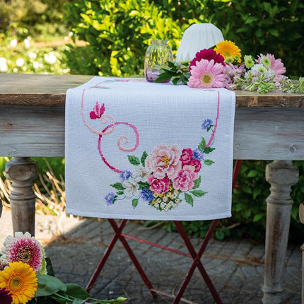 DIY Table Runner kit "Aida table runner kit Classic flowers bouquet"