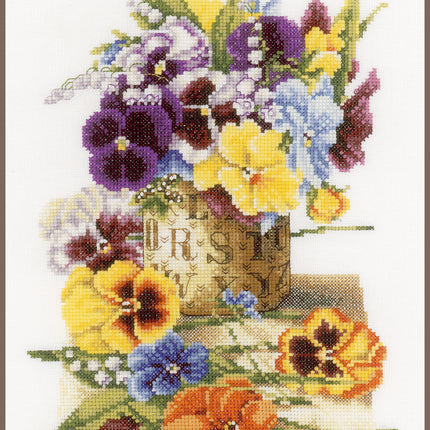 DIY Counted cross stitch kit Pot of pansies