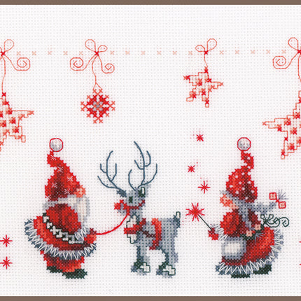 DIY Counted cross stitch kit Christmas elves 28 x 17 cm / 11.2" x 6.8"