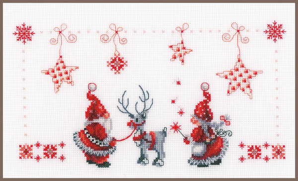 DIY Counted cross stitch kit Christmas elves 28 x 17 cm / 11.2