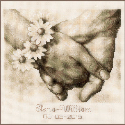 DIY Counted cross stitch kit Just married 21 x 21 cm / 8.4" x 8.4"