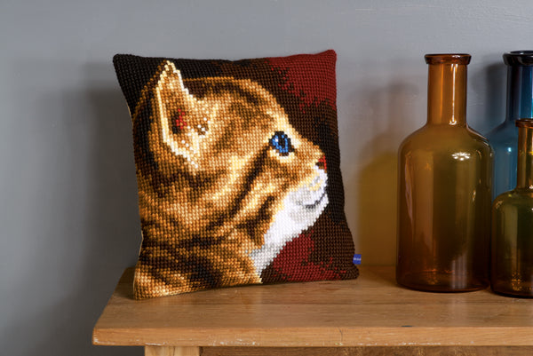 DIY Cross stitch cushion kit Kitten I