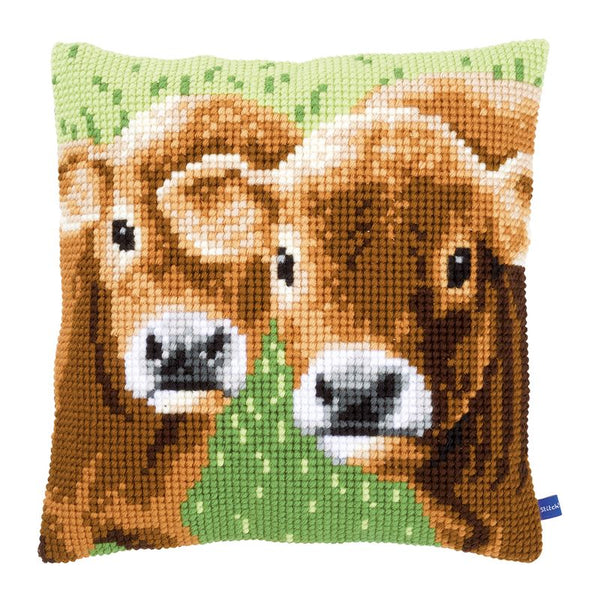 DIY Cross stitch cushion kit Two calves