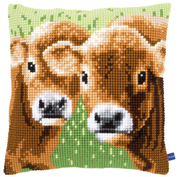 DIY Cross stitch cushion kit Two calves